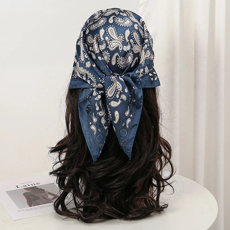 Floral Print Square Scarf for Head and Neck Styling