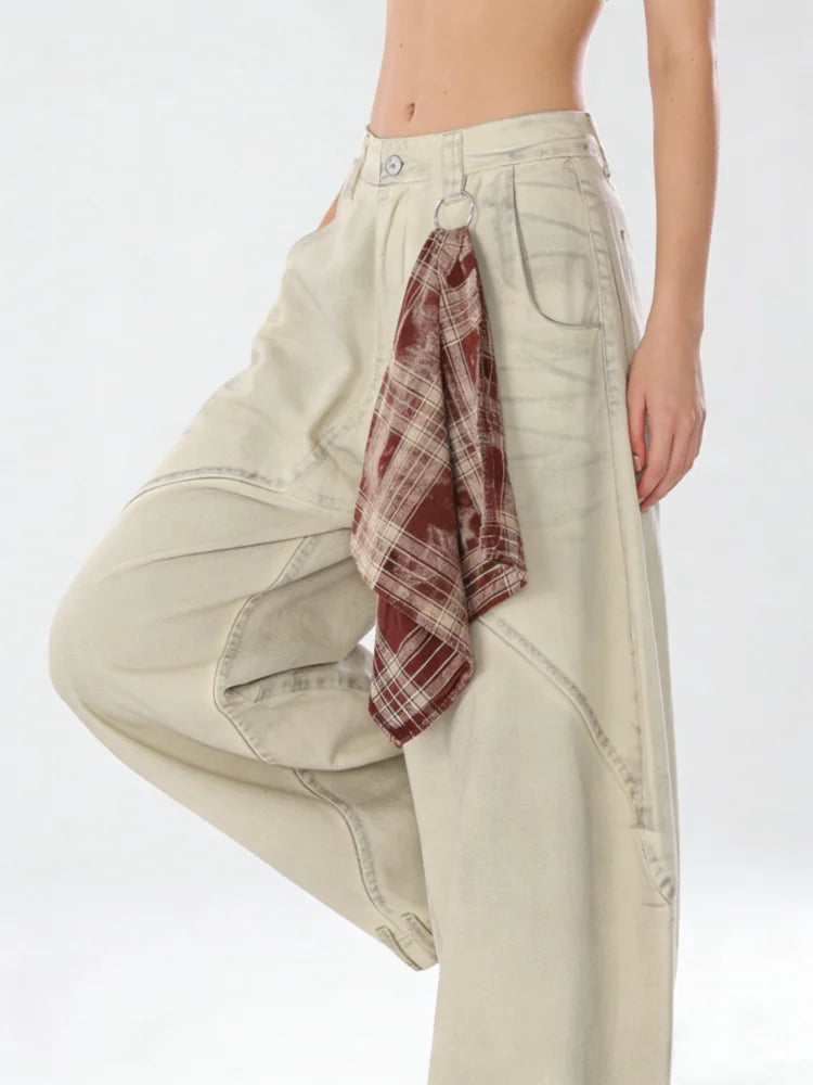 Women's Apricot Loose Fit Denim Denim Jeans For Everyday Outfits
