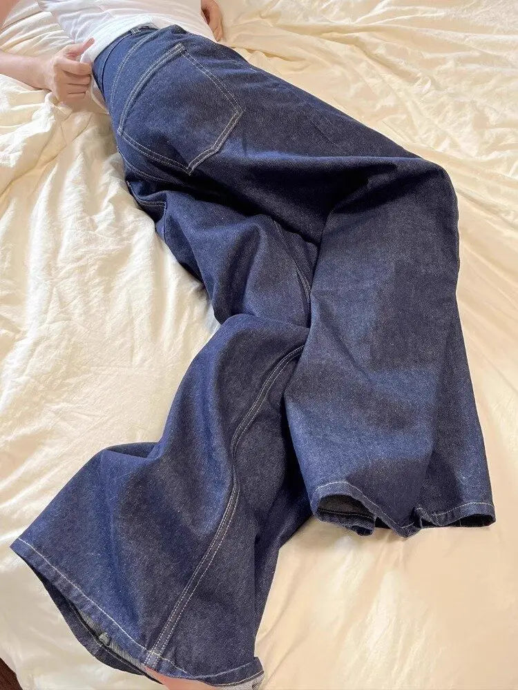 Women's Navy Loose Fit Wide Leg Denim Jeans
