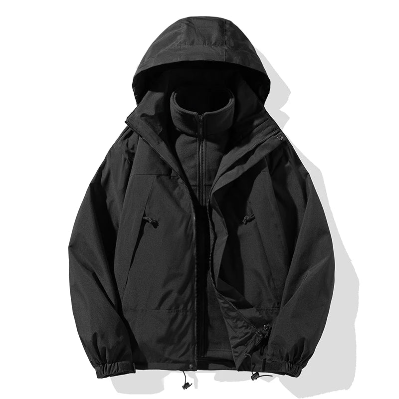 Color Block Hooded Full Zip Long Sleeve Outdoor Jacket