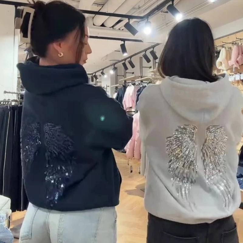 Wing Graphic Long Sleeve Pullover Casual Hoodie for Layering