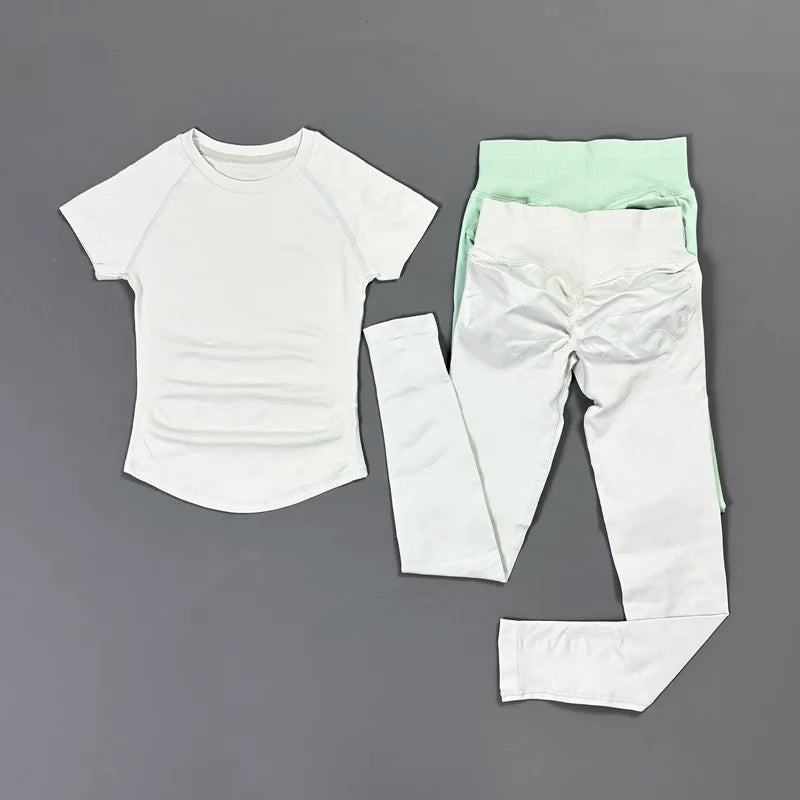 Women's Tee And Leggings Yoga Set For Workout Outfits