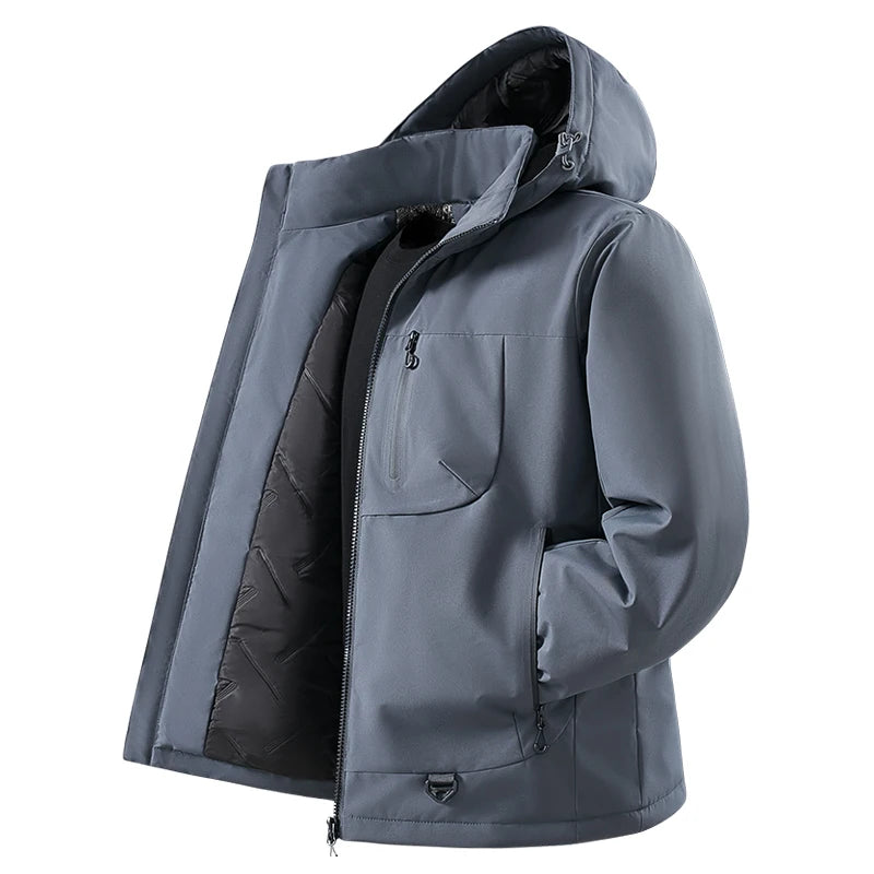 Hooded Long Sleeve Full Zip Outdoor Hiking Jacket with Pockets