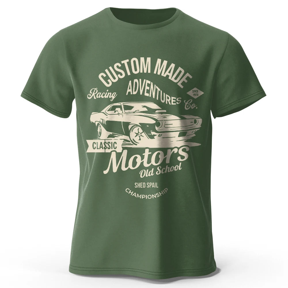 Men's Cotton Motors Graphic Short-Sleeve Oversized T-Shirt