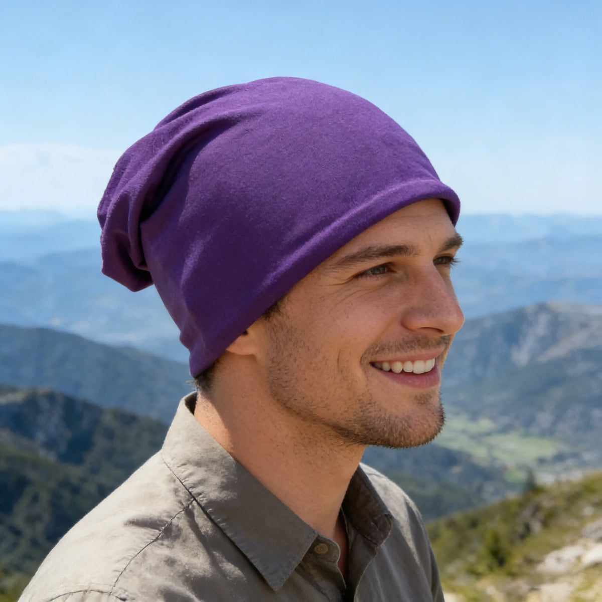 Solid Slouchy Knit Beanie with Soft Drape Shape