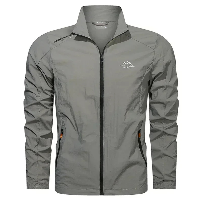 Men's Stand Collar Zip Front Pocket Jacket
