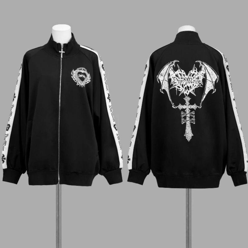 Graphic Long Sleeve Full Zip Casual Hoodie for Layering