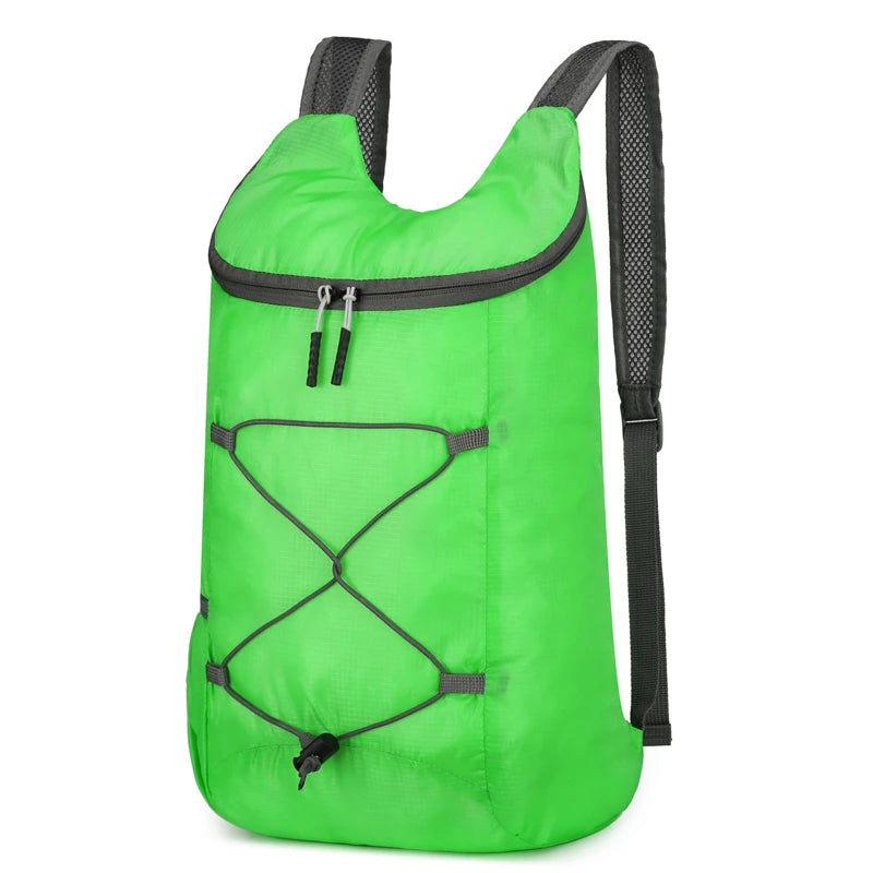 Foldable Travel Backpack with Front Cord Detail and Side Pockets