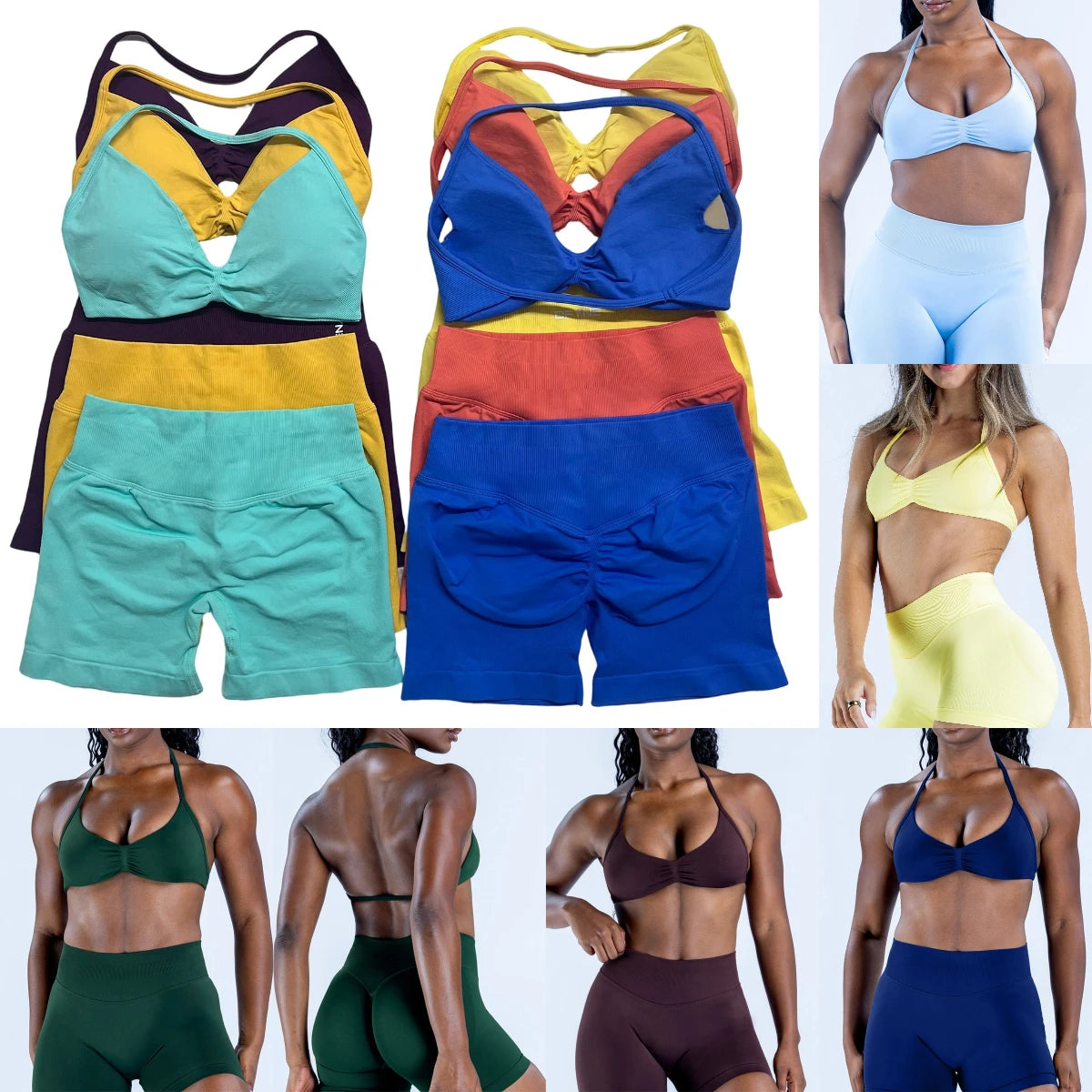 Women's Strappy Bra And Shorts Yoga Set For Workout Outfits