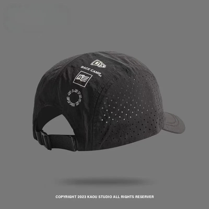 Short Brim Mesh Baseball Cap with Adjustable Back