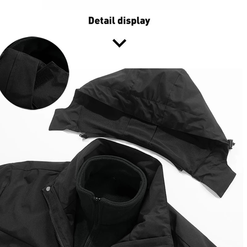 Color Block Hooded Full Zip Long Sleeve Outdoor Jacket