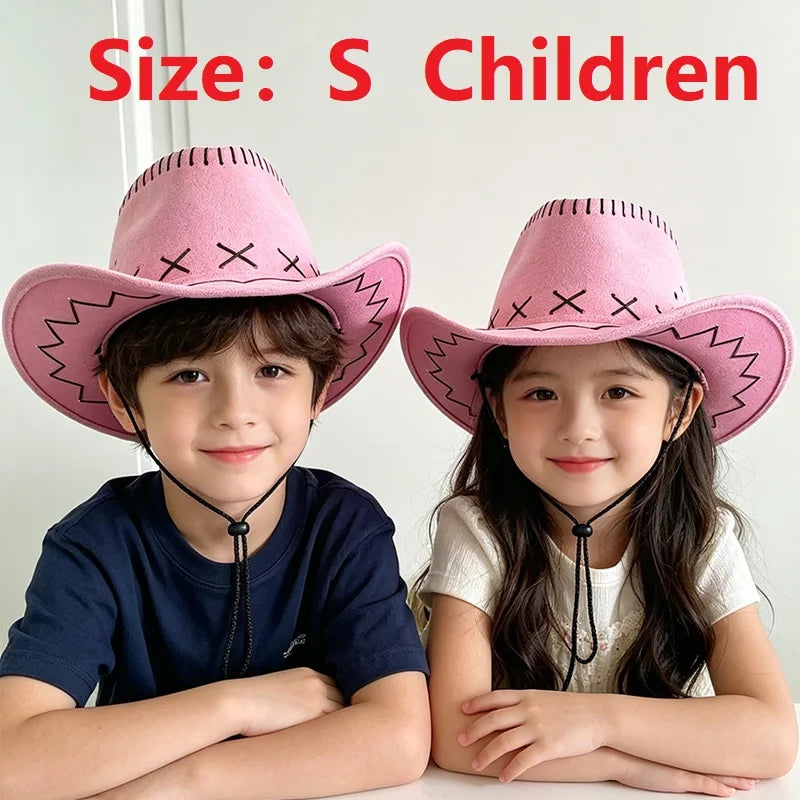 Wide Brim Cowboy Hat with Decorative Edge Stitching