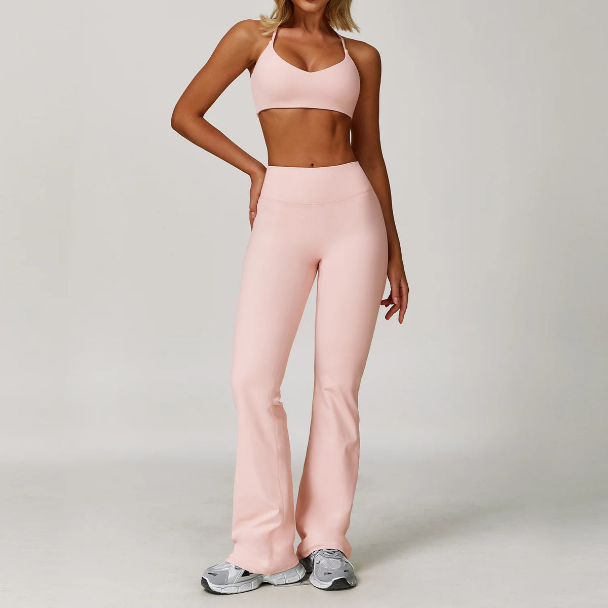 Women's Zip Layer Bra And Leggings Yoga Set
