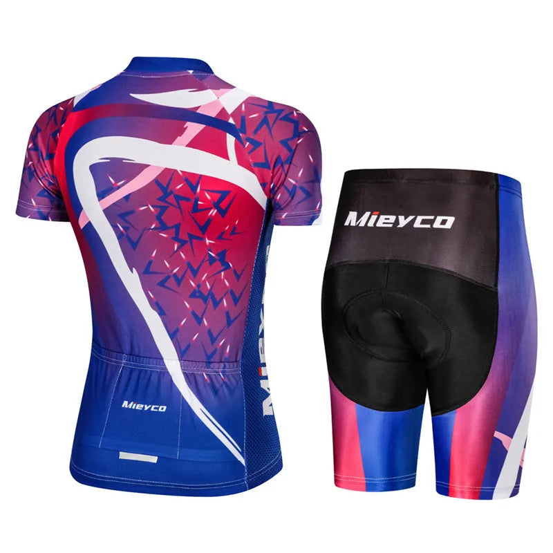 Women Short Sleeve Cycling Jersey Set Summer Bike Bib Shorts Suit