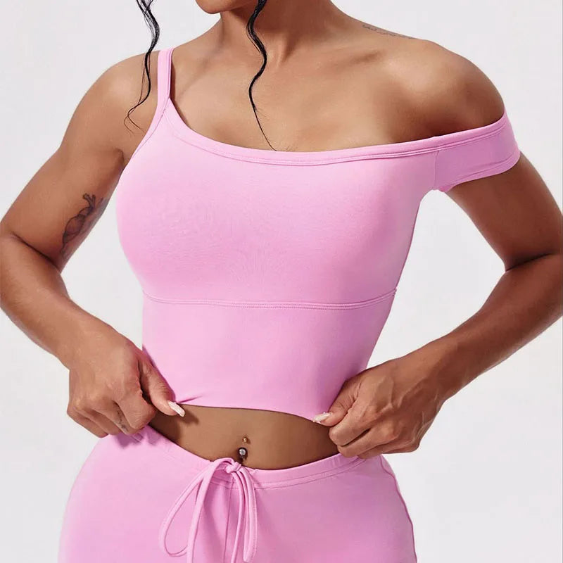 Women's Short-Sleeve Crop Top and Pants Workout Set