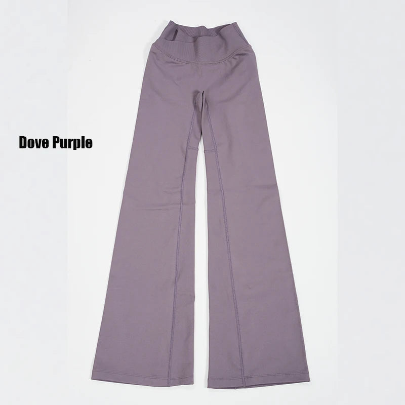 Women's High Waist Nylon Blend Flared Workout Pants with Fitted Upper Legs