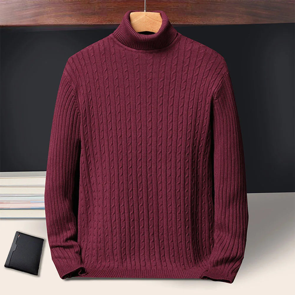 Men's Ribbed Turtleneck Long Sleeve Knit Sweater