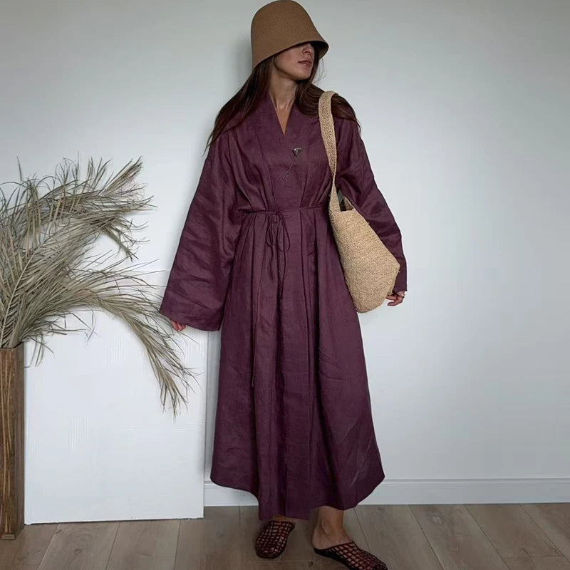 Long Drawstring Open Front Cardigan for Layering over Outfits