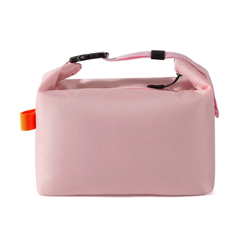 Solid Zippered Lunch Tote Bag with Adjustable Carry Handle