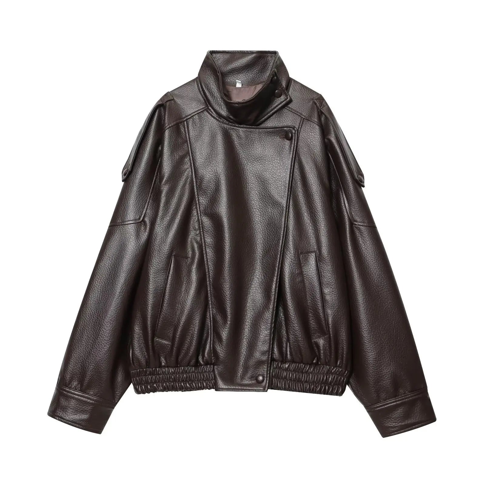 Women's Faux-Leather Stand-Collar Zip-Front Jacket