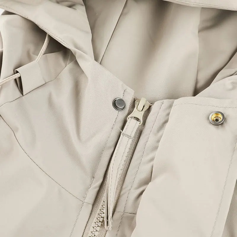 Hooded Long Sleeve Full Zip Outdoor Hiking Jacket with Pockets