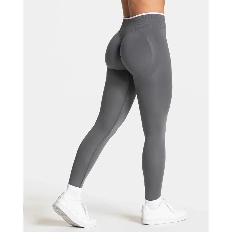 Women's High-Waist Contrast-Trim Stretch Ankle-Length Yoga Leggings