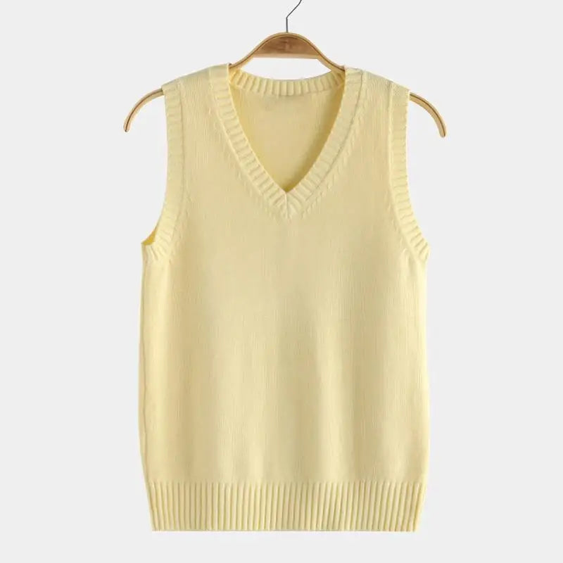 Women's V Neck Sleeveless Knit Vest Casual Knit Layer