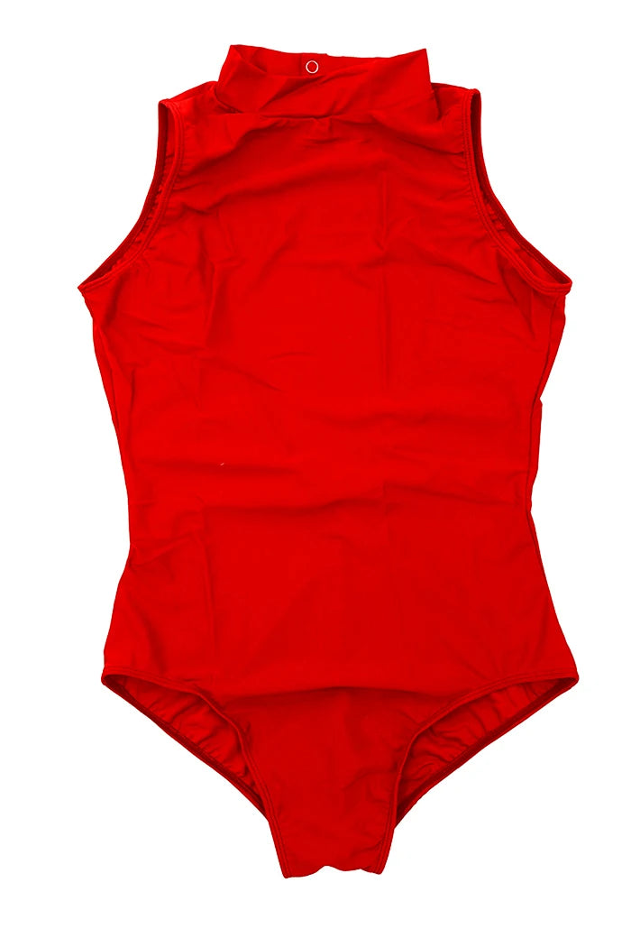 Girls' Sleeveless Mock Neck Ballet Leotard with Open Back Design