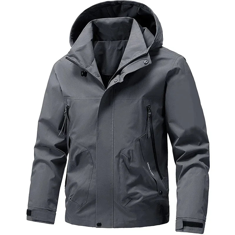 Hooded Long Sleeve Full Zip Outdoor Hiking Jacket with Pockets