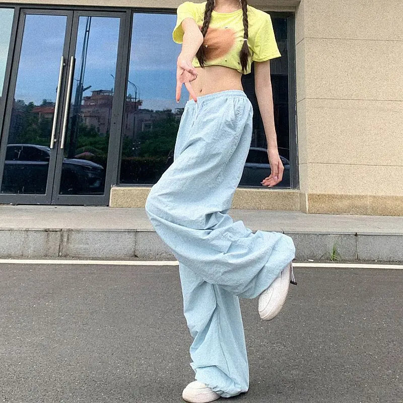 Women's Parachute Pants with Drawstring Waist and Adjustable Leg Openings