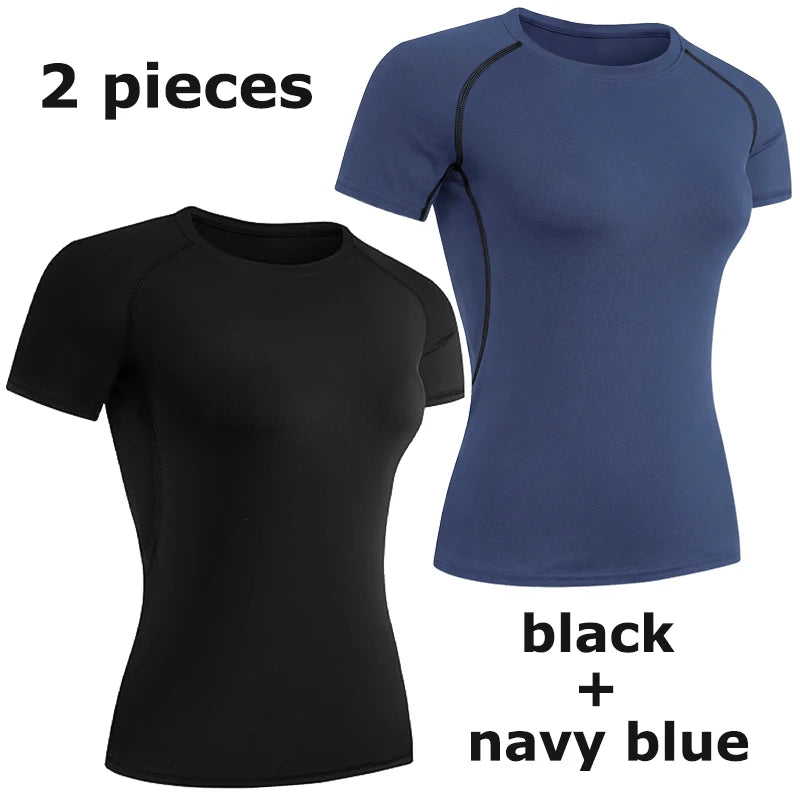 Women's Crew Neck Fitted Short Sleeve T-shirt For Workout Outfits