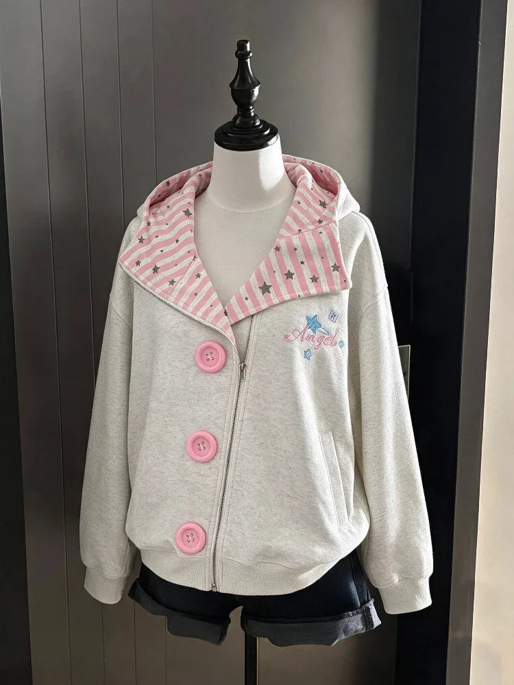 Cat Ear Long Sleeve Full Zip Casual Hoodie
