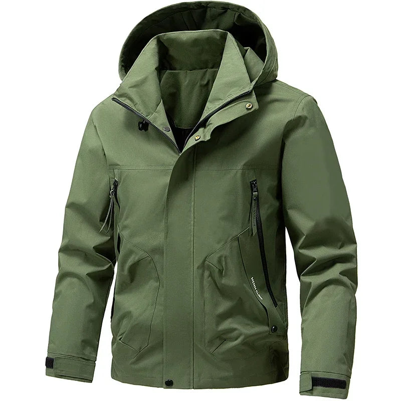 Hooded Long Sleeve Full Zip Outdoor Hiking Jacket with Pockets