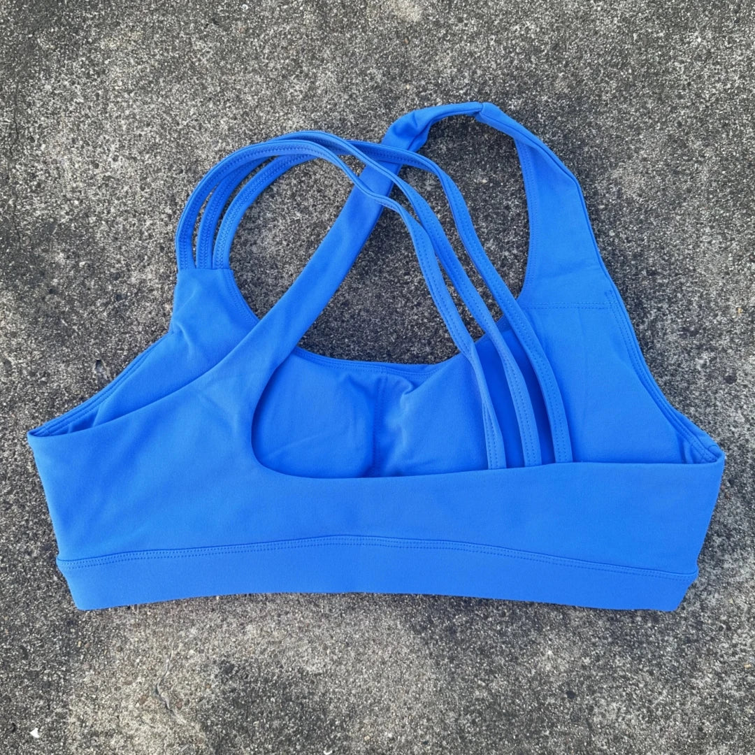 Women's Scoop Neck Multi Strap Cross Back Sports Bra