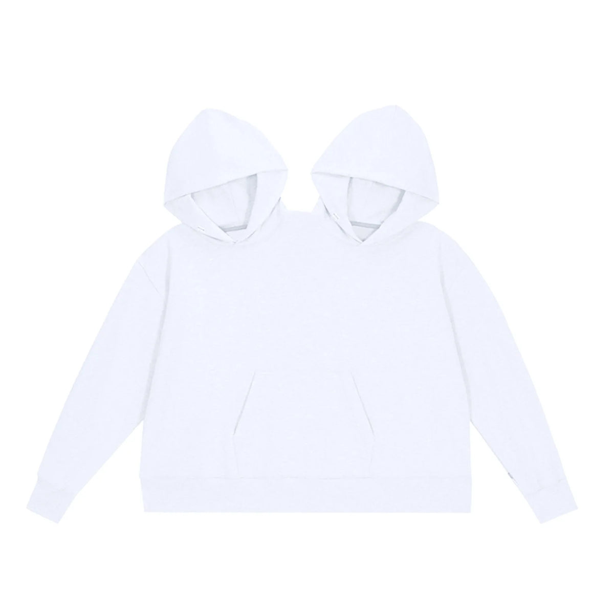 Cotton-Polyester Two-Person Double-Hood Pullover Sweatshirt with Long Sleeves for Holiday Party Outfits