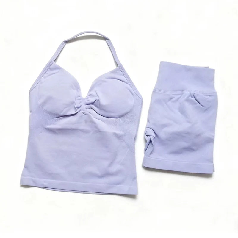 Women's Halter Tank And Shorts Yoga Set For Workout Outfits