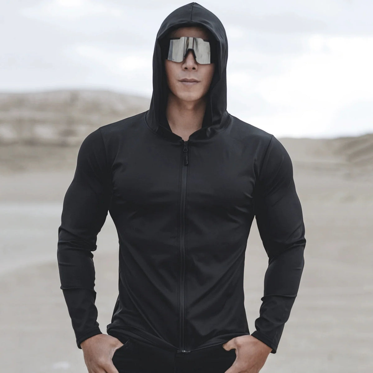 Hooded Long Sleeve Full Zip Running Sports Jacket
