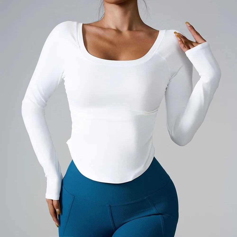 Women's Scoop-Neck Long-Sleeve Workout Top