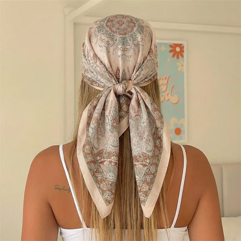 Printed Square Scarf with Floral and Graphic Pattern Options