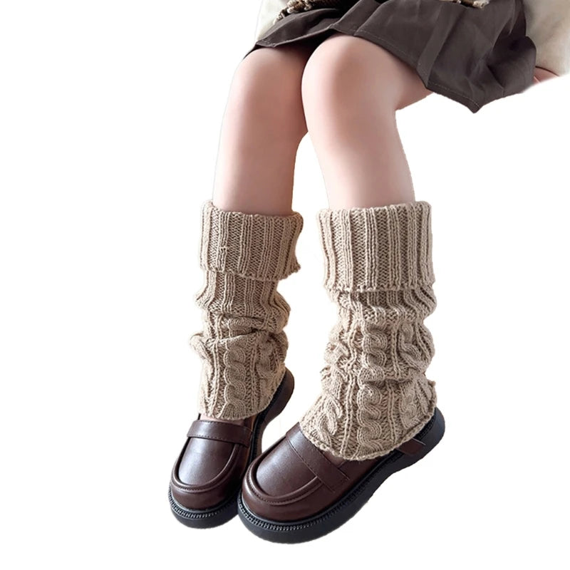 Children's Cable Knit Leg Warmers with Solid Color Options