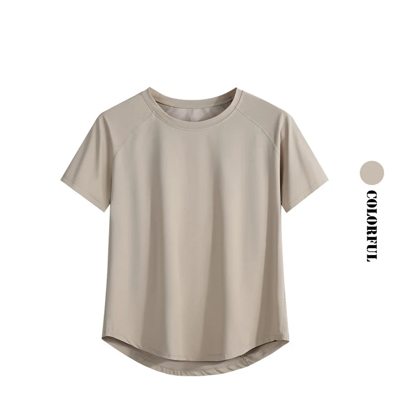 Women's Curved Hem Short Sleeve Sports T-shirt For Workout Outfits