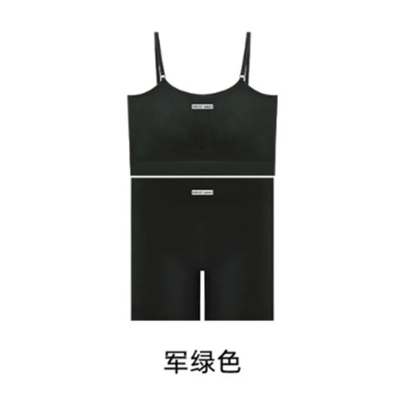 Women's Thin Strap Tank And Shorts Yoga Set