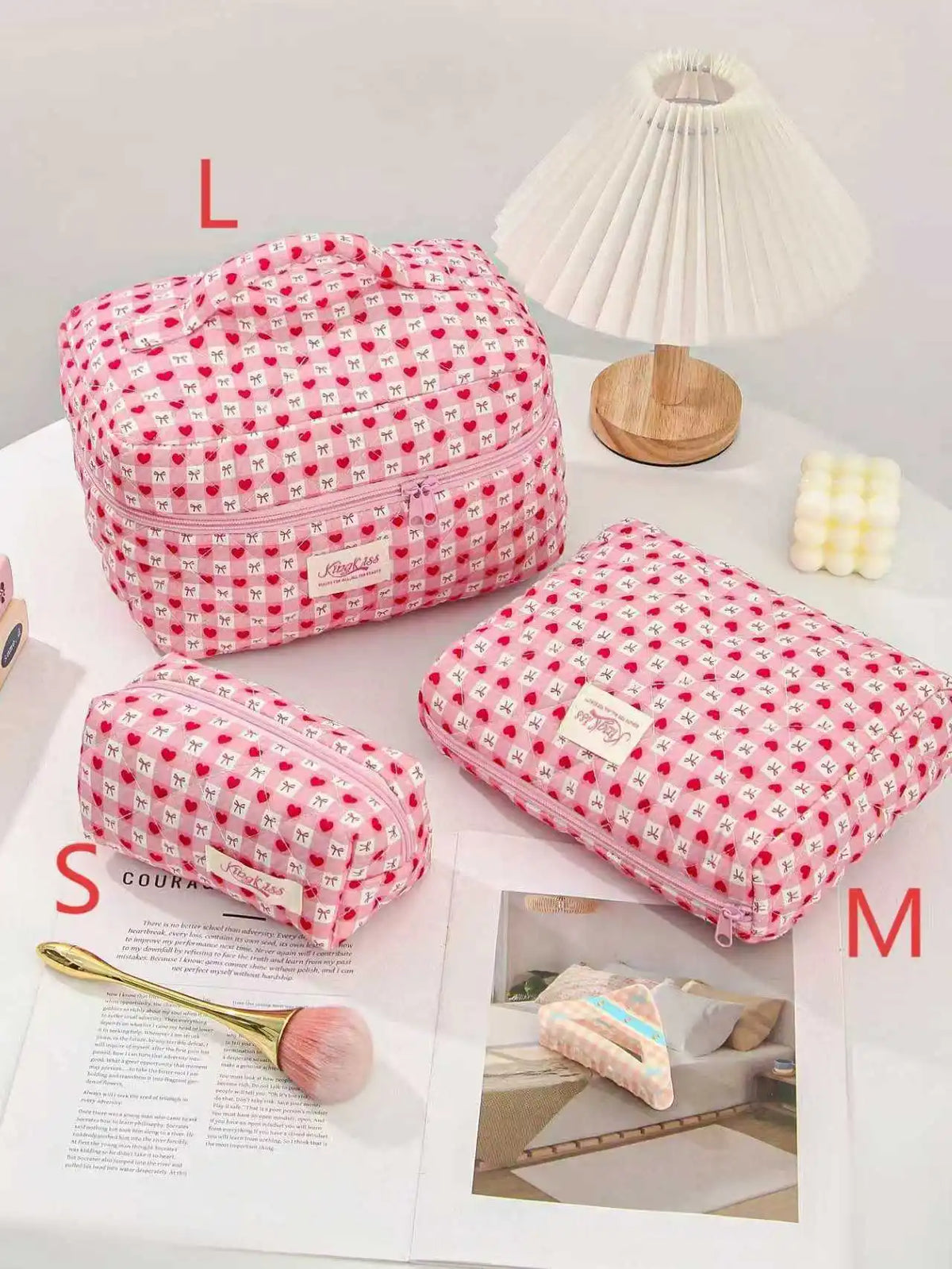 Printed Quilted Toiletry Bag with Zippered Size Options