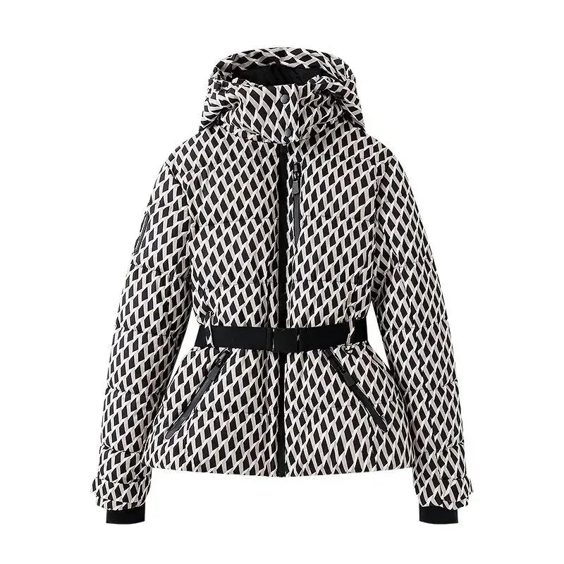 Women's Belted Hooded Quilted Jacket for Layered Outfits