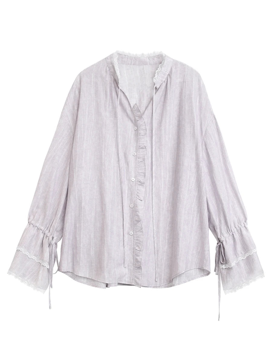 Women's V Neck Long Sleeve Button Front Shirt