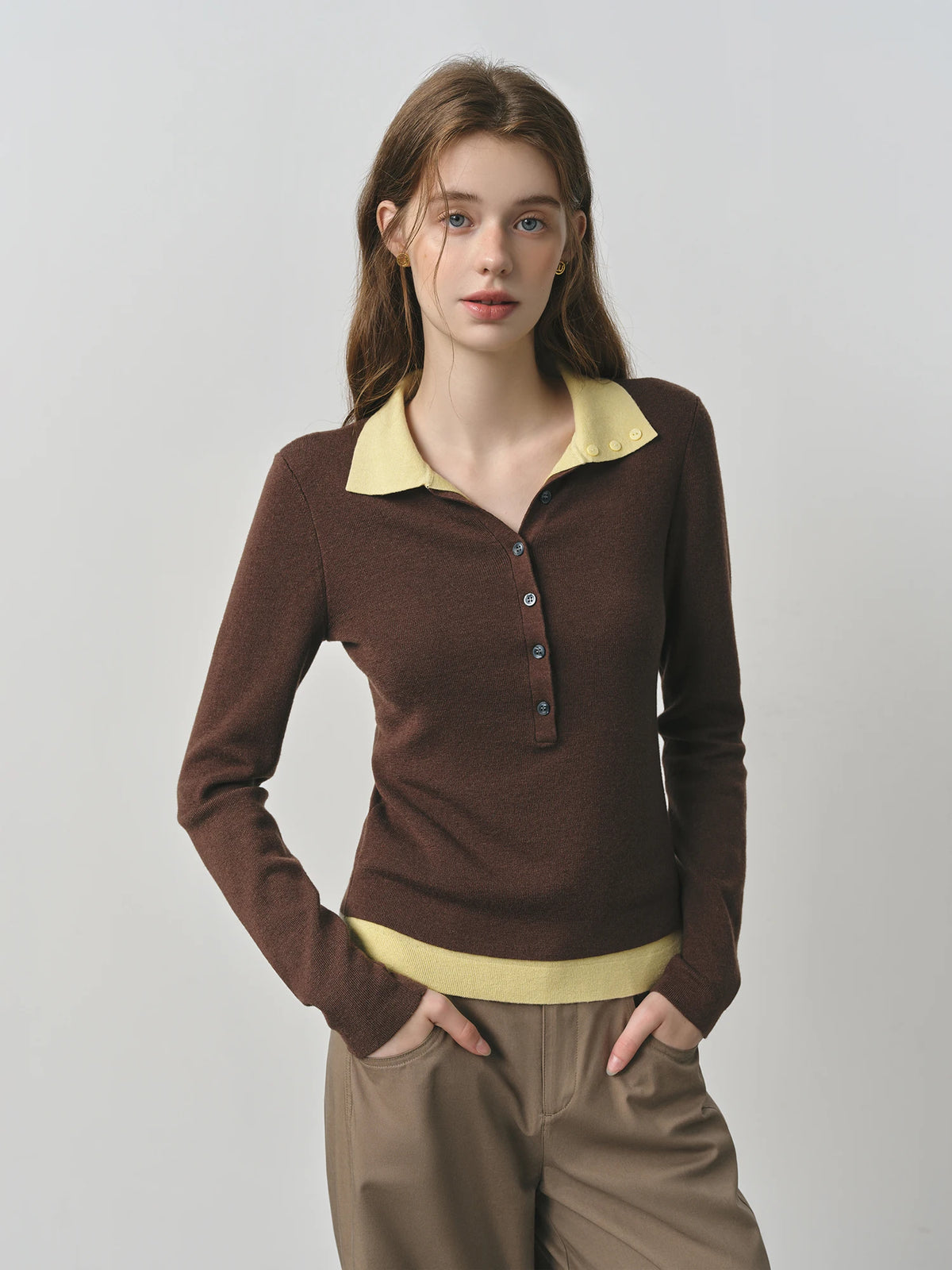 Women's Polo Collar Button Front Cardigan Casual Knit Layer