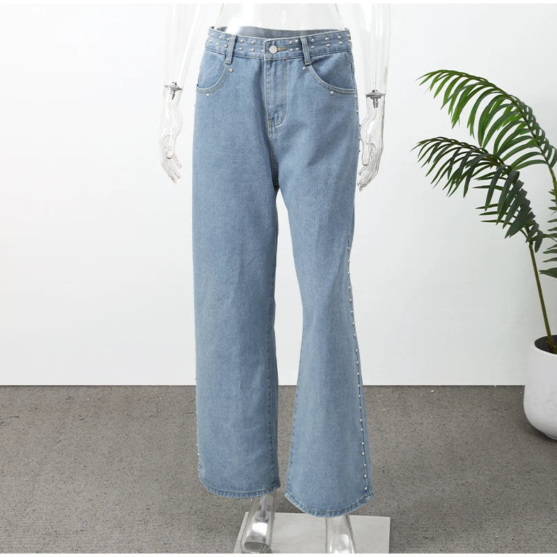 Women's Star Graphic Back Wide Leg Denim Jeans