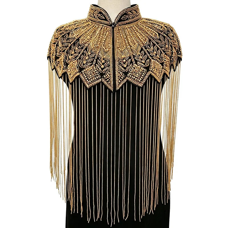 Embroidered Long Fringe Cape for Layering over Outfits