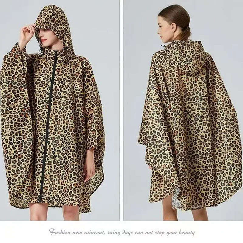 Hooded Printed Poncho for Layering over Tops and Dresses