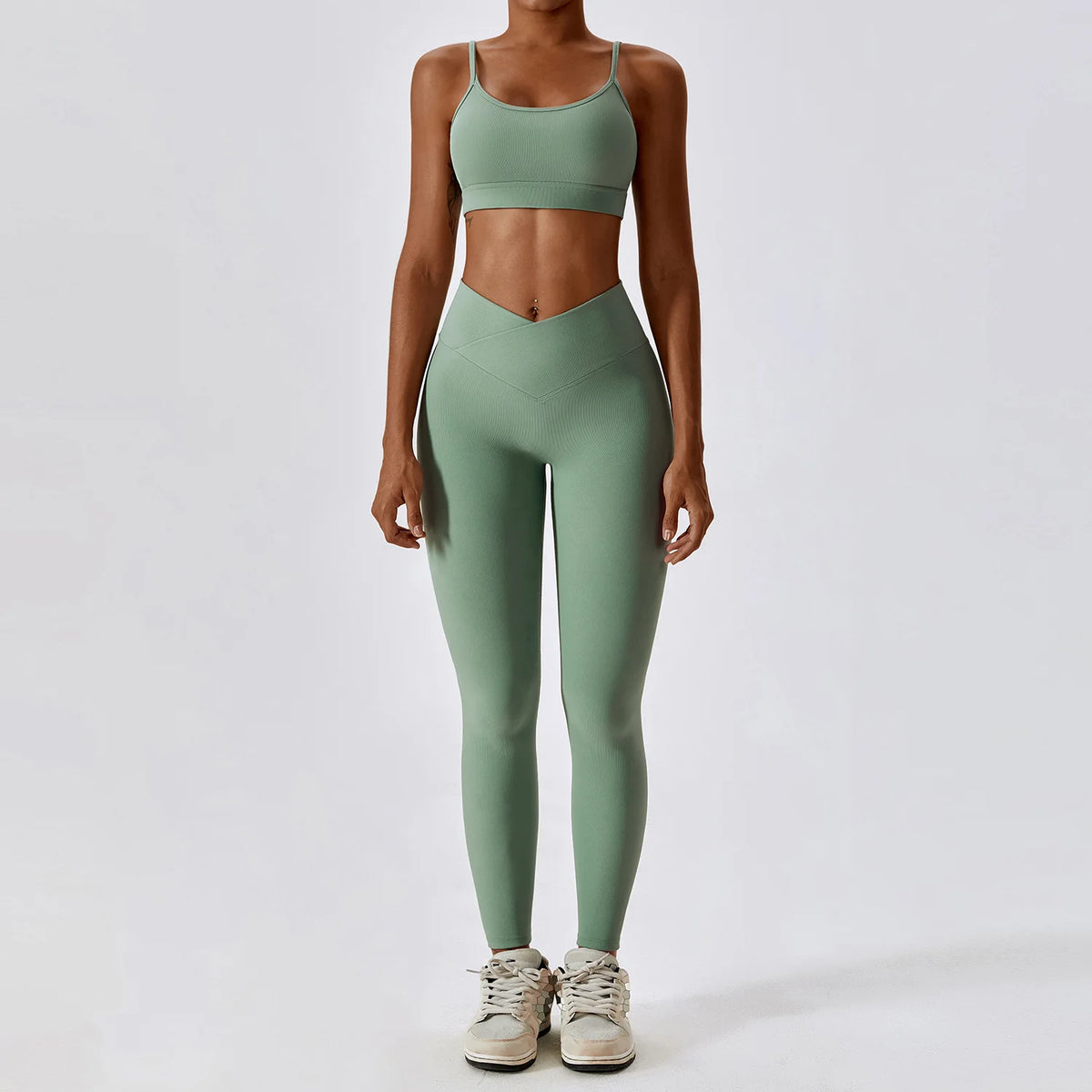 Women's Halter Bra And Flared Leggings Yoga Set